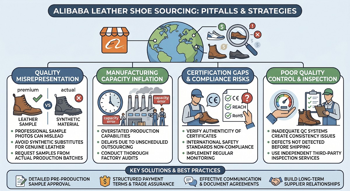 Alibaba leather shoe sourcing – overview diagram